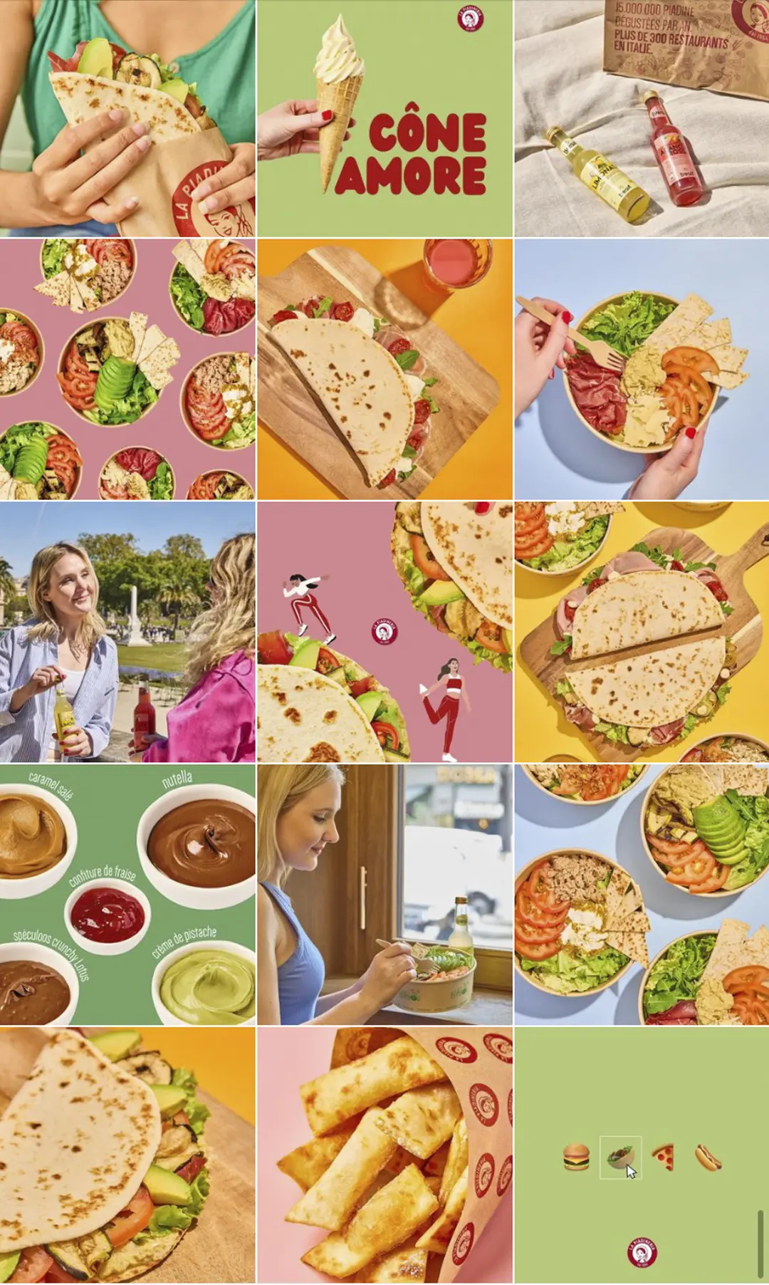 Feed Instagram pour le restaurant La Piadineria